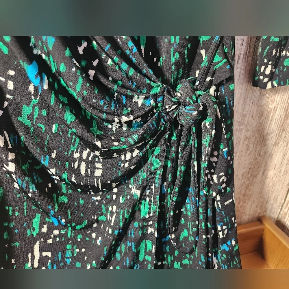 Apt. 9 Black and Green Abstract Midi Dress